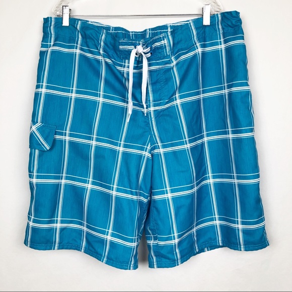 OP Other - OP Blue Plaid Board Swimsuit/Swim Trunk XL (40-42)